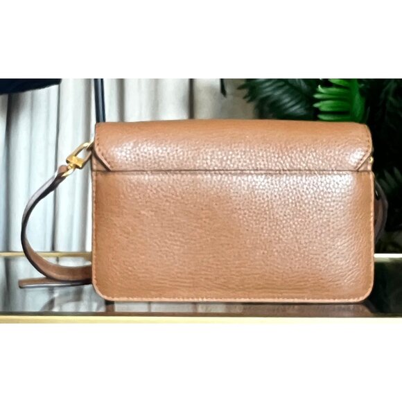 AUTHENTIC TORY BURCH CAMEL BROWN LEATHER BRITTEN SHOULDER BAG/CROSSBODY - Picture 3 of 11